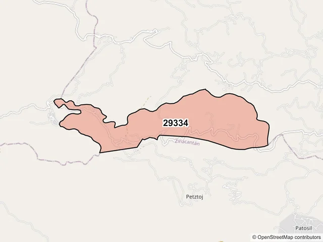 Mapa del código postal 29334, Chamula, Chiapas