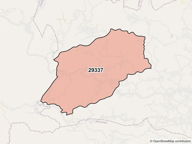 Mapa del código postal 29337, Chamula, Chiapas