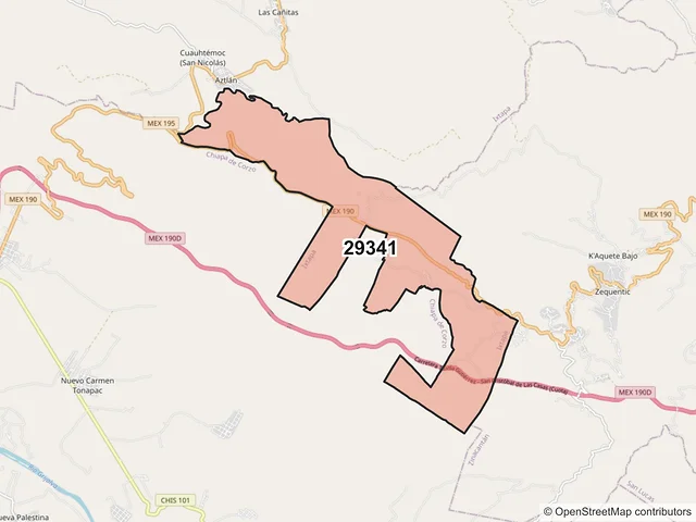 Mapa del código postal 29341, Ixtapa, Chiapas