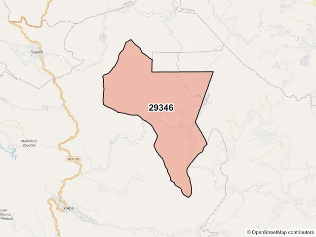 Mapa del código postal 29346, Ixtapa, Chiapas