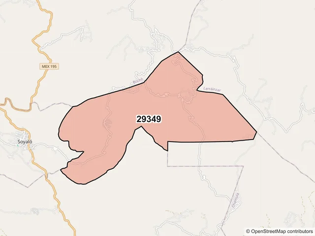 Mapa del código postal 29349, Ixtapa, Chiapas