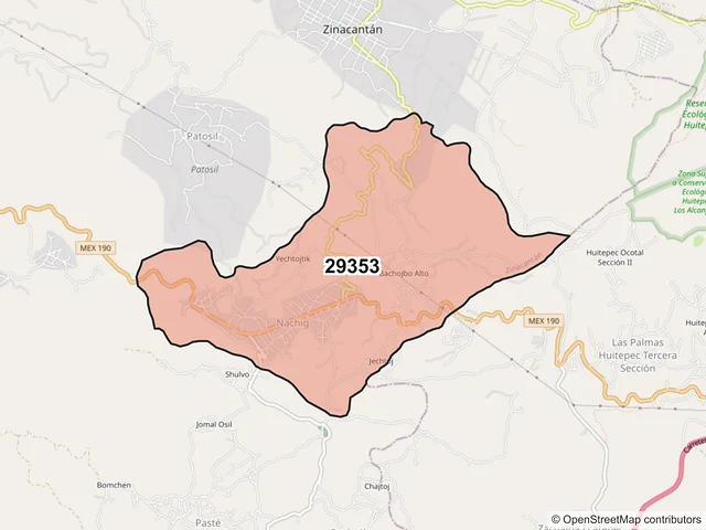 Mapa del código postal 29353, Zinacantán, Chiapas