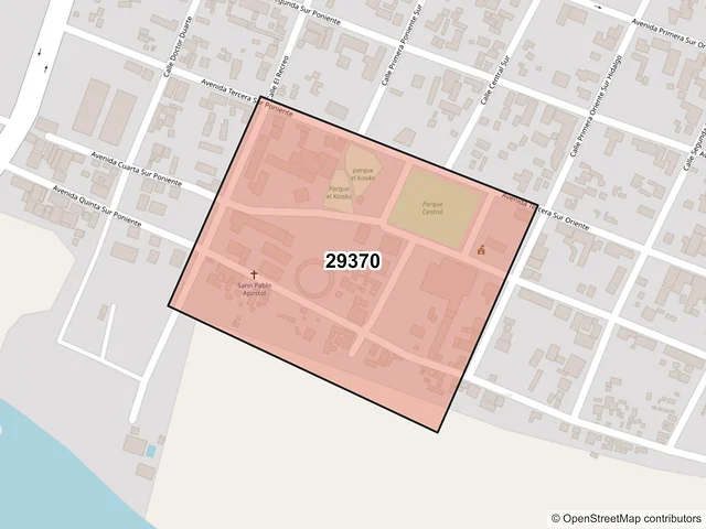 Mapa del código postal 29370, Acala, Chiapas