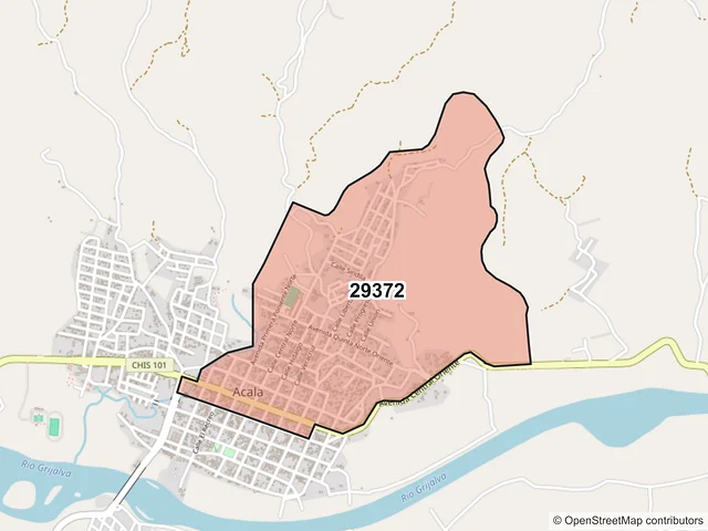 Mapa del código postal 29372, Acala, Chiapas