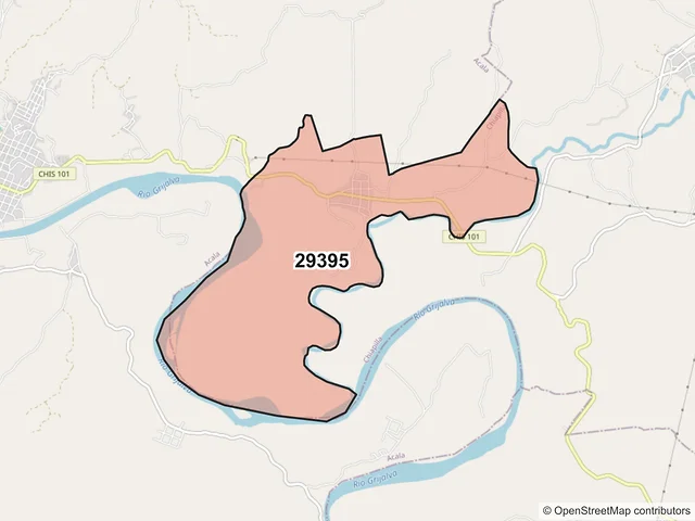 Mapa del código postal 29395, Chiapilla, Chiapas