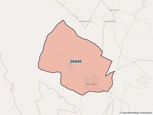 Mapa del código postal 29400, San Lucas, Chiapas
