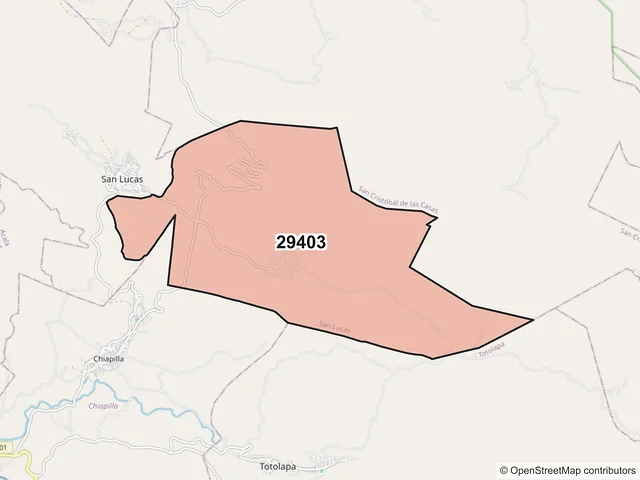 Mapa del código postal 29403, San Lucas, Chiapas