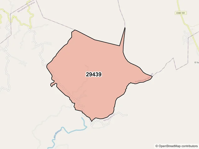 Mapa del código postal 29439, Amatenango del Valle, Chiapas