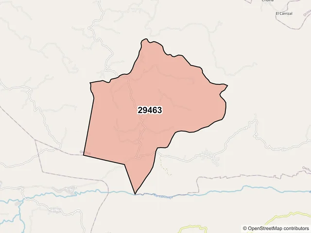 Mapa del código postal 29463, Oxchuc, Chiapas