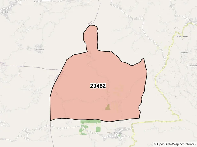 Mapa del código postal 29482, Tenejapa, Chiapas
