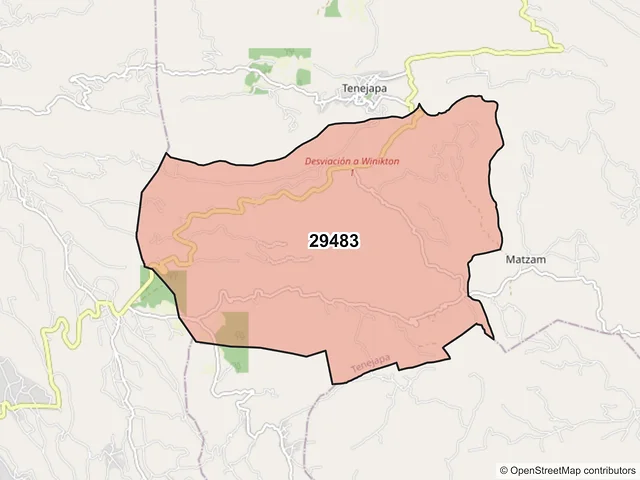 Mapa del código postal 29483, Tenejapa, Chiapas
