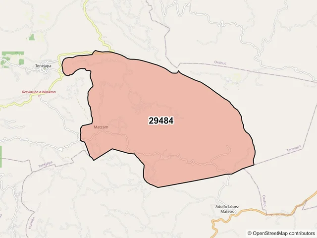 Mapa del código postal 29484, Tenejapa, Chiapas