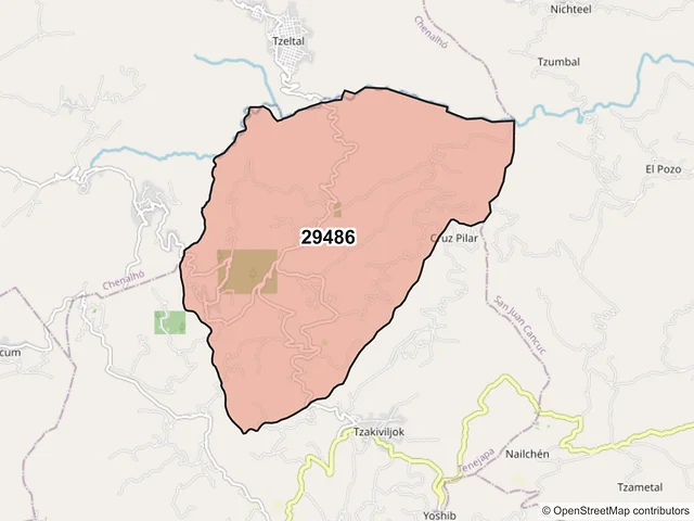 Mapa del código postal 29486, Tenejapa, Chiapas