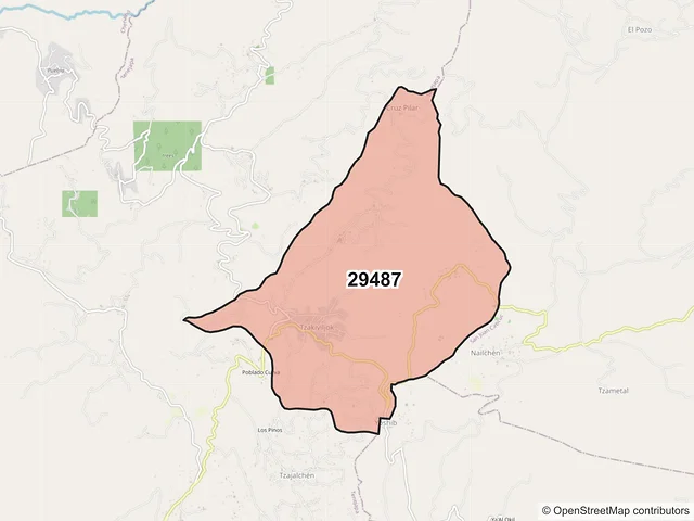 Mapa del código postal 29487, Tenejapa, Chiapas