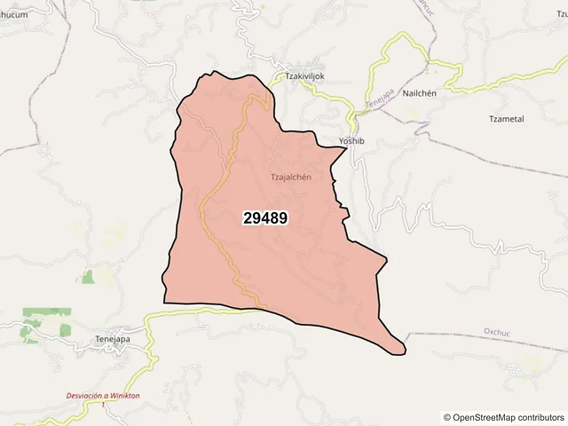 Mapa del código postal 29489, Tenejapa, Chiapas