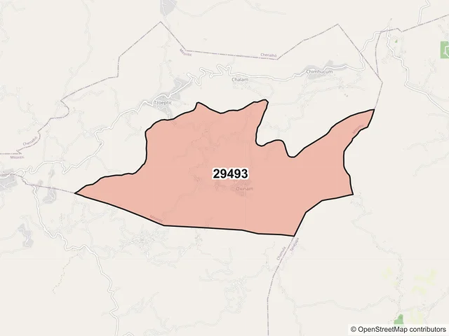 Mapa del código postal 29493, Mitontic, Chiapas