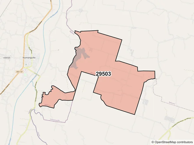Mapa del código postal 29503, Reforma, Chiapas