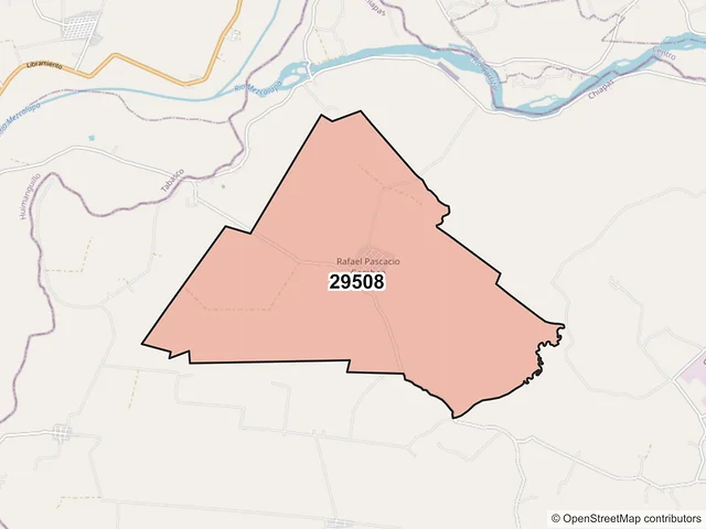 Mapa del código postal 29508, Reforma, Chiapas