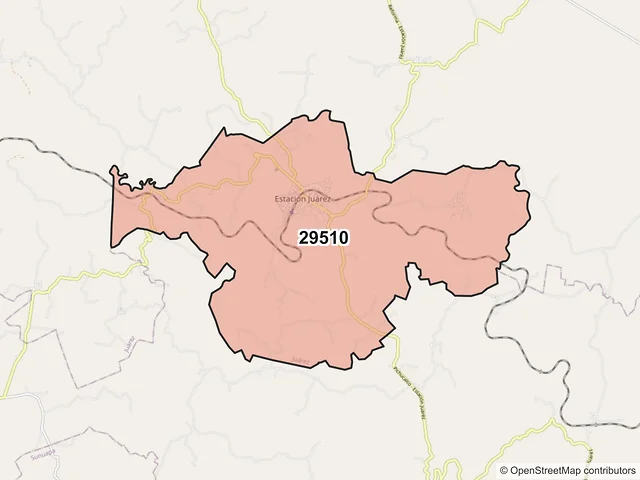 Mapa del código postal 29510, Juárez, Chiapas