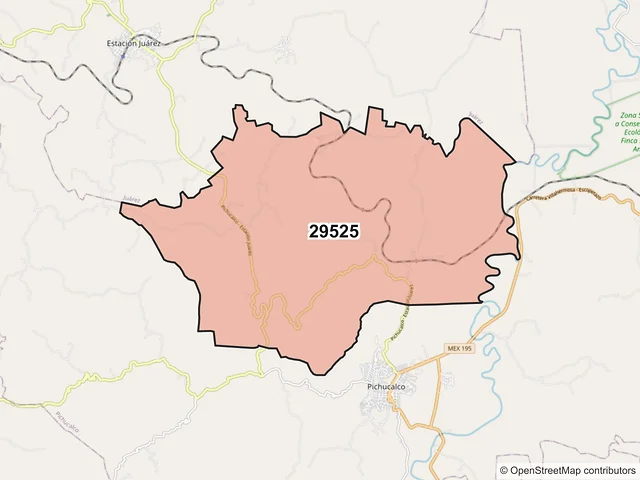 Mapa del código postal 29525, Pichucalco, Chiapas