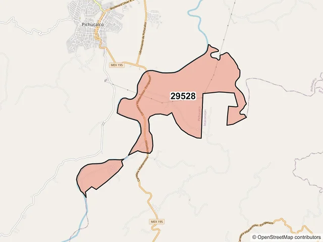 Mapa del código postal 29528, Pichucalco, Chiapas