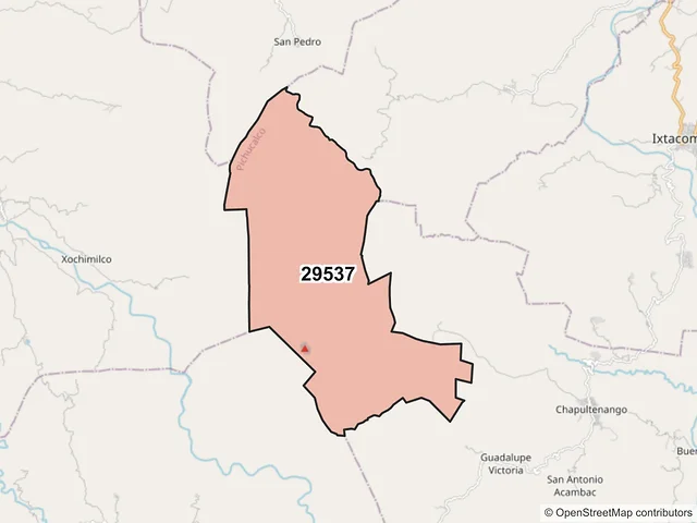 Mapa del código postal 29537, Pichucalco, Chiapas