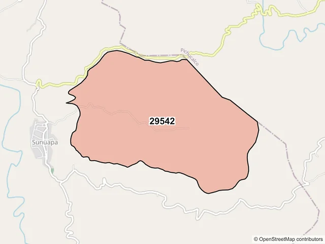 Mapa del código postal 29542, Sunuapa, Chiapas