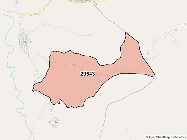 Mapa del código postal 29543, Sunuapa, Chiapas