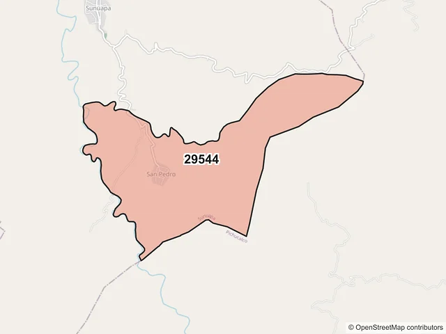 Mapa del código postal 29544, Sunuapa, Chiapas
