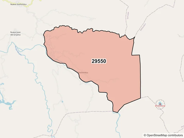 Mapa del código postal 29550, Ostuacán, Chiapas