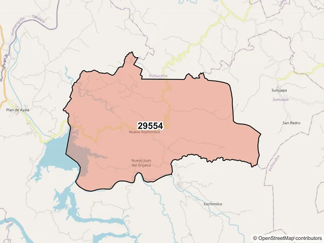 Mapa del código postal 29554, Ostuacán, Chiapas