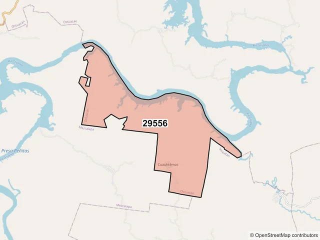 Mapa del código postal 29556, Ostuacán, Chiapas