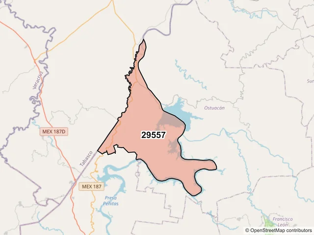 Mapa del código postal 29557, Ostuacán, Chiapas