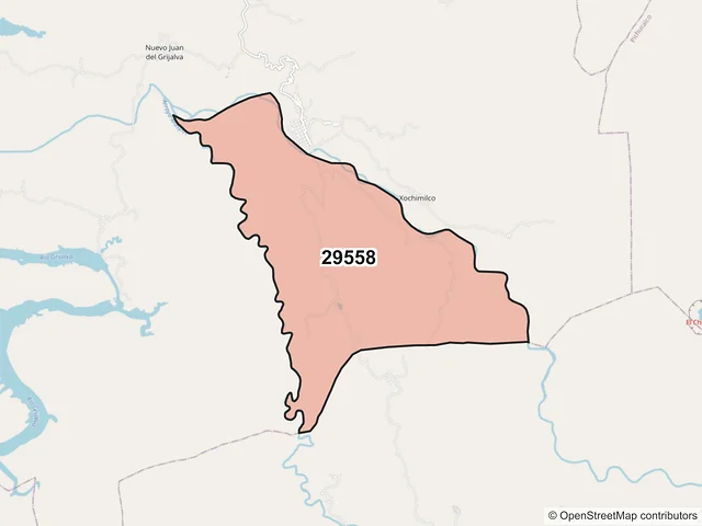 Mapa del código postal 29558, Ostuacán, Chiapas