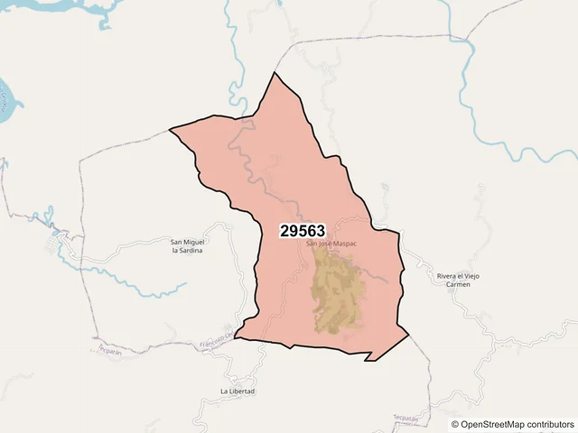 Mapa del código postal 29563, Francisco León, Chiapas