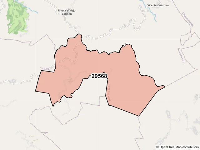 Mapa del código postal 29568, Francisco León, Chiapas