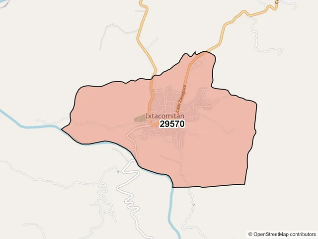 Mapa del código postal 29570, Ixtacomitán, Chiapas
