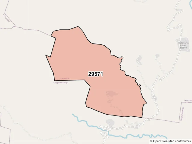 Mapa del código postal 29571, Ixtacomitán, Chiapas