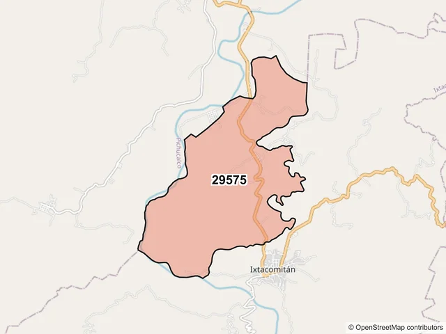 Mapa del código postal 29575, Ixtacomitán, Chiapas