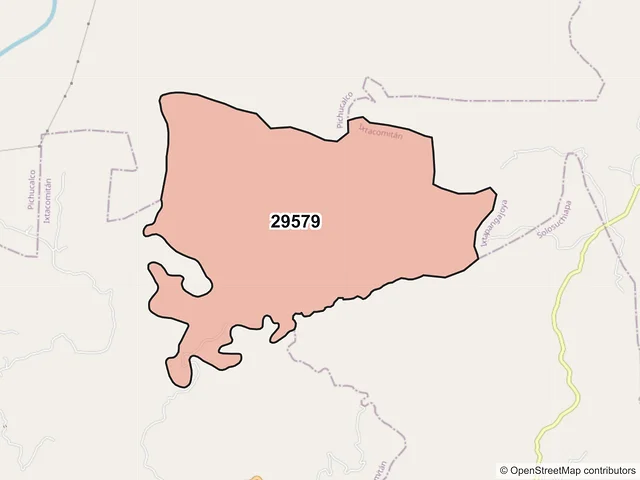 Mapa del código postal 29579, Ixtacomitán, Chiapas