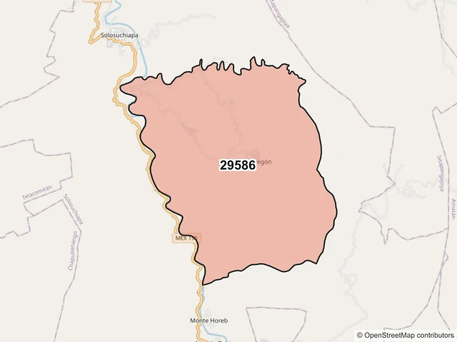 Mapa del código postal 29586, Solosuchiapa, Chiapas