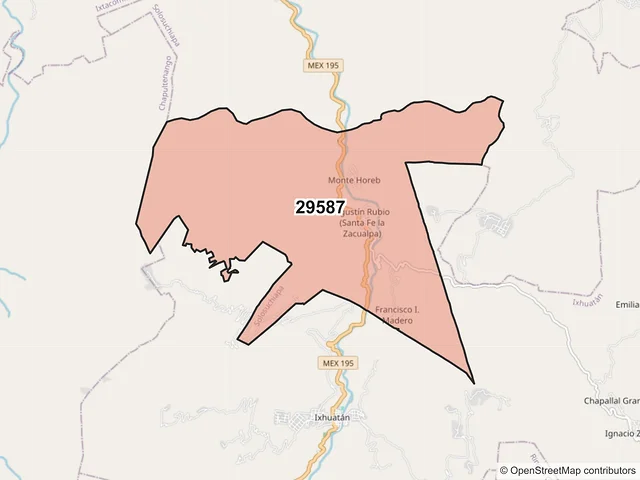 Mapa del código postal 29587, Solosuchiapa, Chiapas