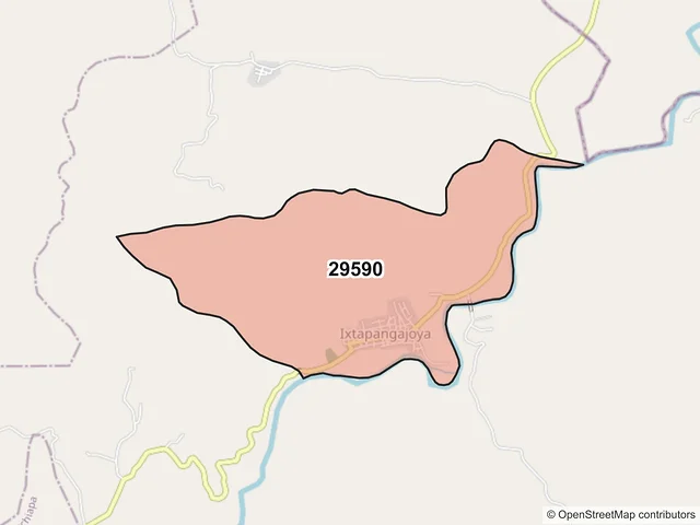 Mapa del código postal 29590, Ixtapangajoya, Chiapas