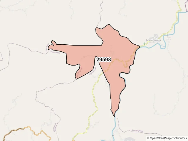 Mapa del código postal 29593, Ixtapangajoya, Chiapas