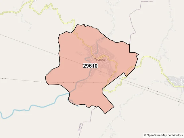 Mapa del código postal 29610, Tecpatán, Chiapas