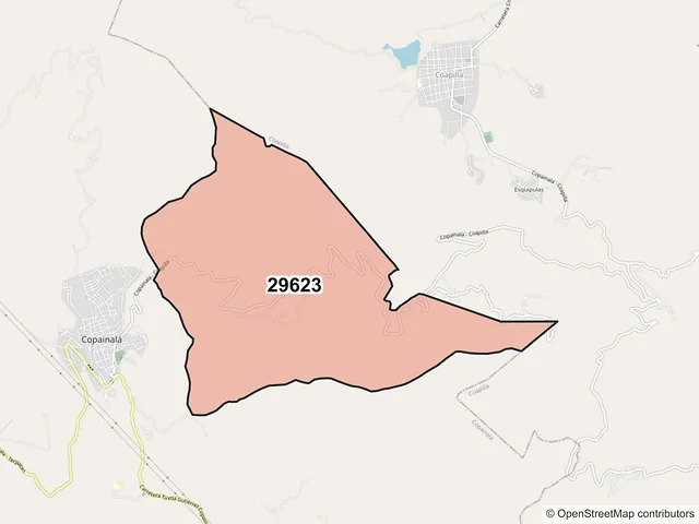 Mapa del código postal 29623, Copainalá, Chiapas