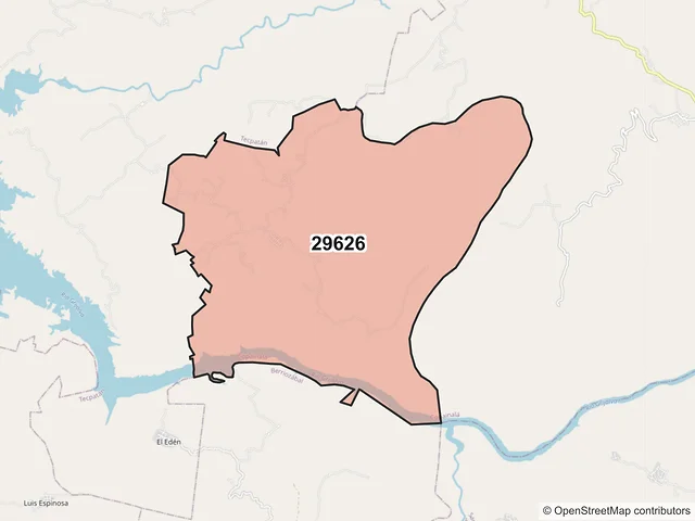 Mapa del código postal 29626, Copainalá, Chiapas