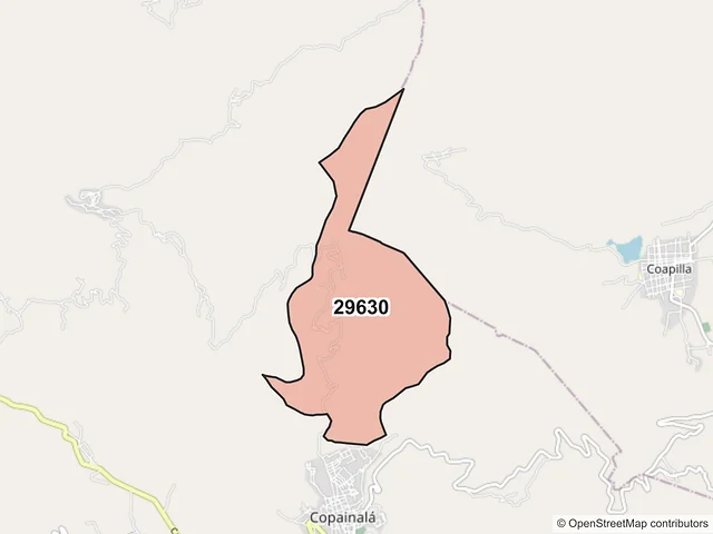 Mapa del código postal 29630, Copainalá, Chiapas