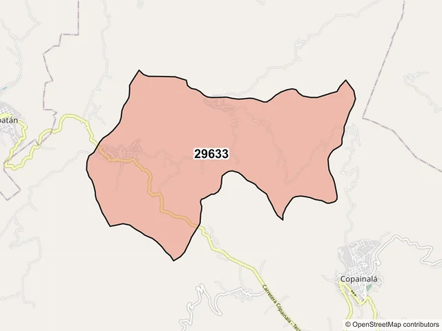 Mapa del código postal 29633, Copainalá, Chiapas