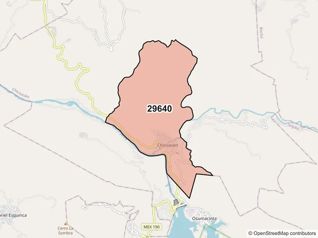 Mapa del código postal 29640, Chicoasén, Chiapas